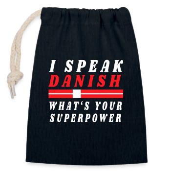 I speak Danish Daenemark Patriot Flagge Geschenk - Verschließbarer Geschenkbeutel aus Baumwolle (14x20cm) - Navy - Vorne