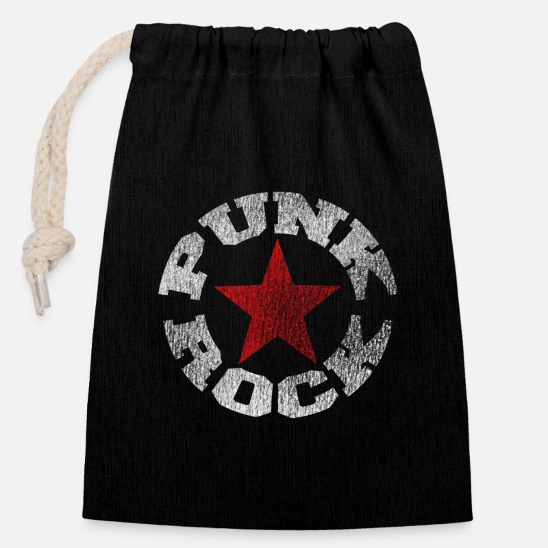 Punk Rock - Sac cadeau en coton avec cordon (14 x 20 cm) - noir