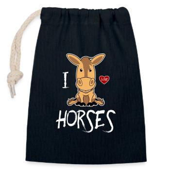 Horse horses rider ride gallop foal mare hen - Closable cotton gift bag (14x20cm) - navy - Front