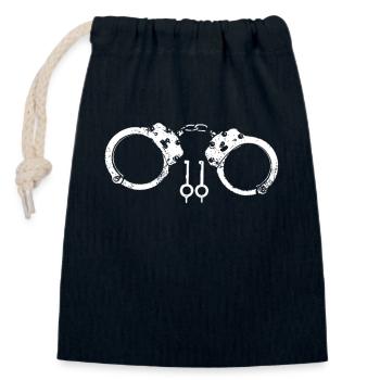 Handschellen - Verschließbarer Geschenkbeutel aus Baumwolle (14x20cm) - Navy - Vorne