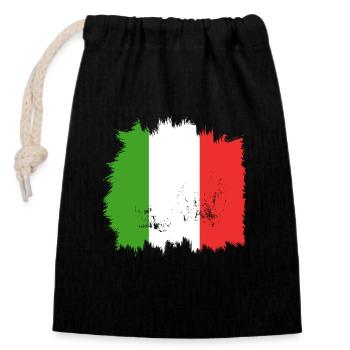 Drapeau italien - Sac cadeau en coton avec cordon (14 x 20 cm) - noir - Devant