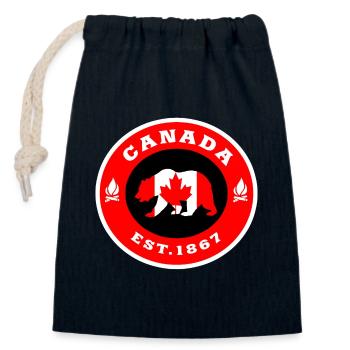 Canada Bear Flag North America Gift - Closable cotton gift bag (14x20cm) - navy - Front