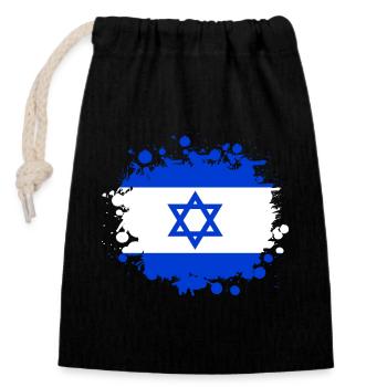 Israël taches / Cadeau de Jérusalem couleurs nationales - Sac cadeau en coton avec cordon (14 x 20 cm) - noir - Devant