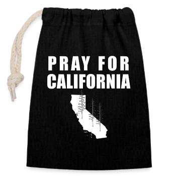 PRAY FOR CALIFORNIA - Verschließbarer Geschenkbeutel aus Baumwolle (14x20cm) - Schwarz - Vorne