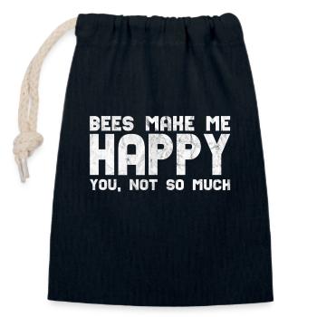 Bee beekeeper bees - Closable cotton gift bag (14x20cm) - navy - Front