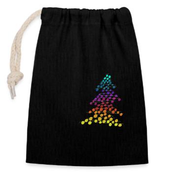 Regenbogen Neon-Weihnachtsbaum – Dots & Lights - Verschließbarer Geschenkbeutel aus Baumwolle (14x20cm) - Schwarz - Vorne
