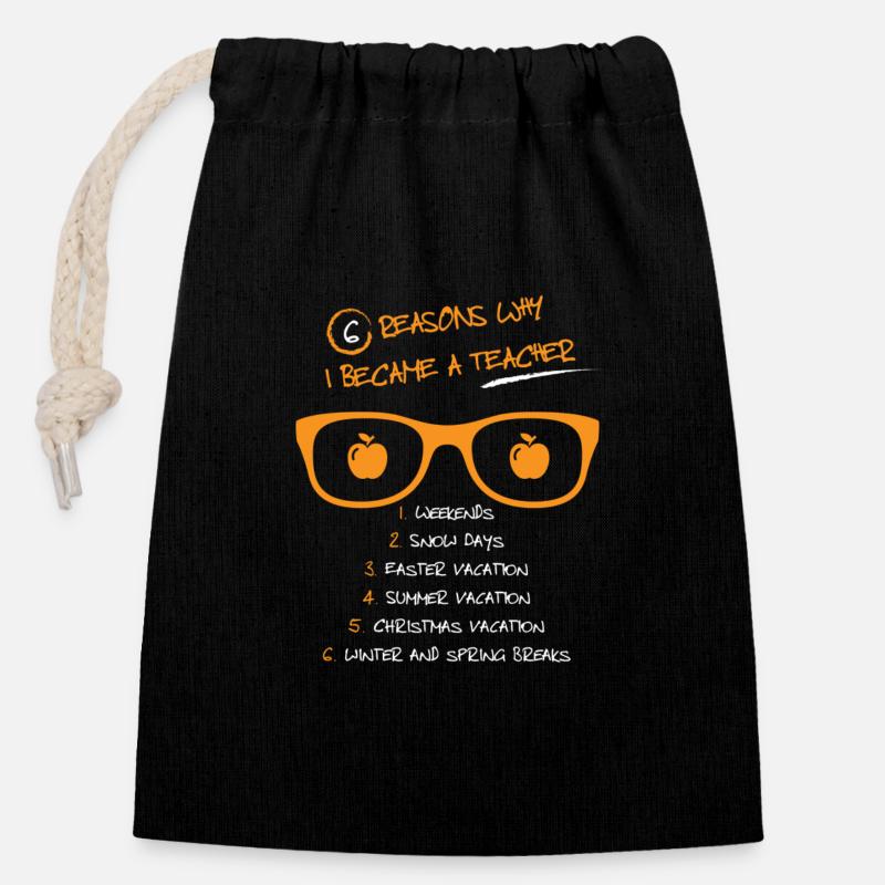 Teacher - Closable cotton gift bag (14x20cm) - black