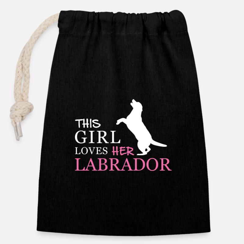 Labrador - Closable cotton gift bag (14x20cm) - black