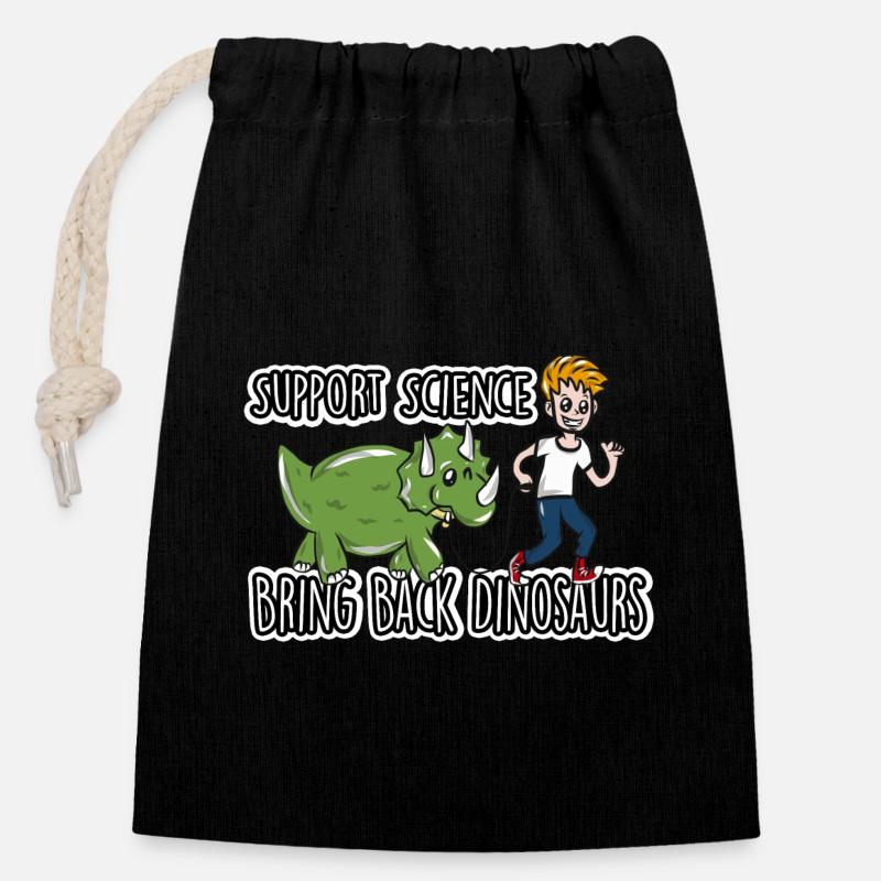 science - Closable cotton gift bag (14x20cm) - black