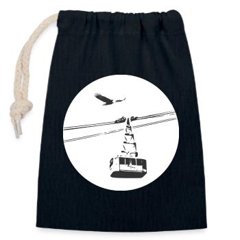 Gondel mit Adler schwarz - Verschließbarer Geschenkbeutel aus Baumwolle (14x20cm) - Navy - Vorne