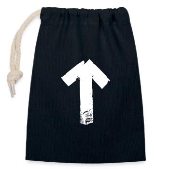 Pfeil hoch - weiß - Verschließbarer Geschenkbeutel aus Baumwolle (14x20cm) - Navy - Vorne