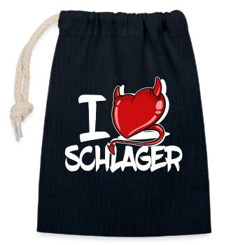 Ich Liebe Schlager Volksmusik Spruch Statement - Verschließbarer Geschenkbeutel aus Baumwolle (14x20cm) - Navy - Vorne