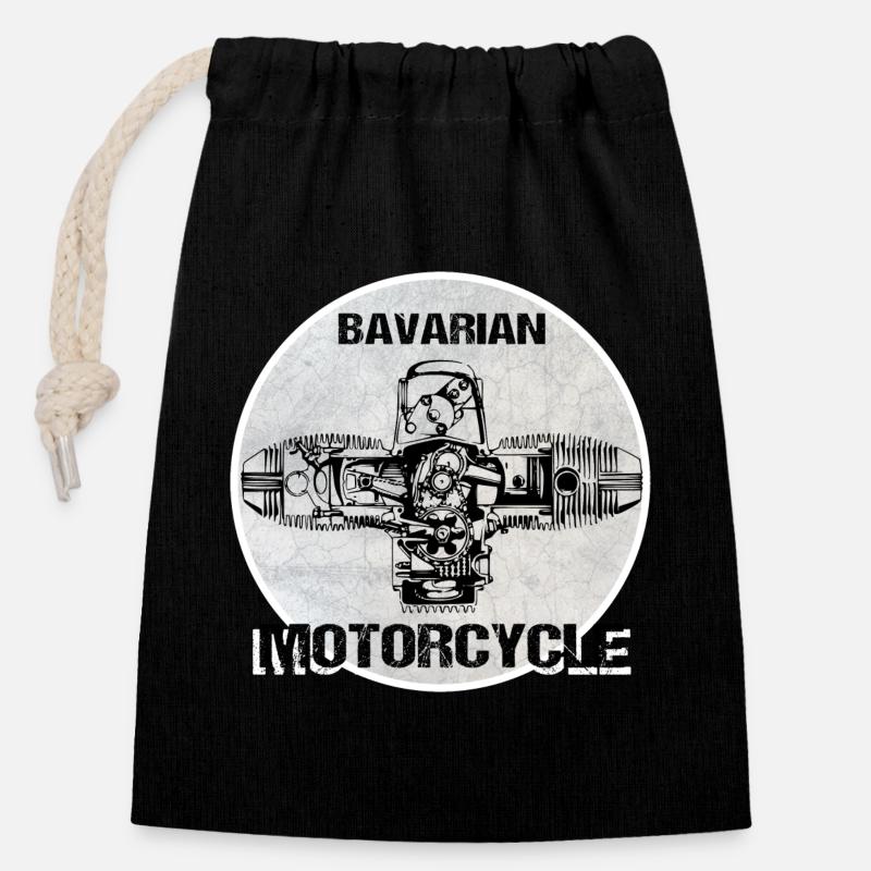 Bavarian Motorcycle boxer engine - Closable cotton gift bag (14x20cm) - black