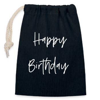 Joyeux anniversaire - Sac cadeau en coton avec cordon (14 x 20 cm) - bleu marine - Devant