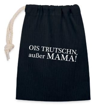OIS TRUTSCHN außer MAMA - Verschließbarer Geschenkbeutel aus Baumwolle (14x20cm) - Navy - Vorne