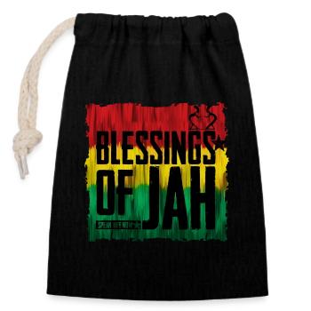 Bénédiction des JAH aux couleurs du reggae - Sac cadeau en coton avec cordon (14 x 20 cm) - noir - Devant