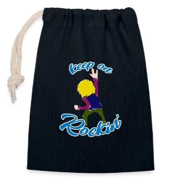 Rock'n'Roll - Closable cotton gift bag (14x20cm) - navy - Front