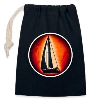 Segeln - Segelboot - Verschließbarer Geschenkbeutel aus Baumwolle (14x20cm) - Navy - Vorne