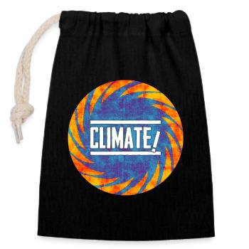 Climate Change Protest Design - Closable cotton gift bag (14x20cm) - black - Front