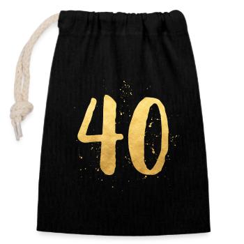 40 gold round birthday forty - Closable cotton gift bag (14x20cm) - black - Front