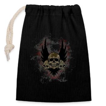 Skull Death Paint Splatter Art - Closable cotton gift bag (14x20cm) - black - Front