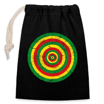 Cercle de couleur Rasta effet vintage Jah - Sac cadeau en coton avec cordon (14 x 20 cm) - noir - Devant