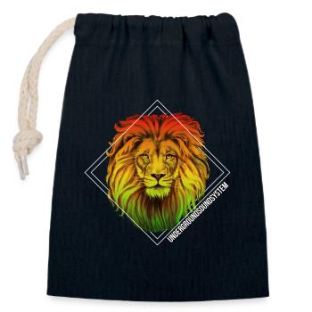 Rainbow lion in square frame - Closable cotton gift bag (14x20cm) - navy - Front