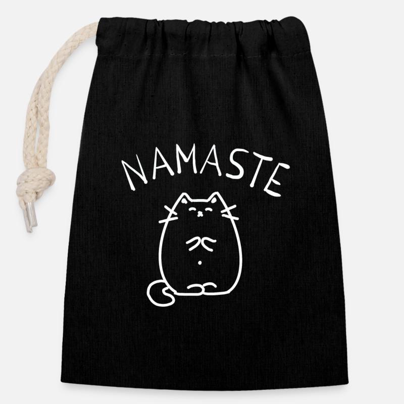 yoga - Closable cotton gift bag (14x20cm) - black