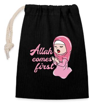 Muslim Islam Allah - Closable cotton gift bag (14x20cm) - black - Front