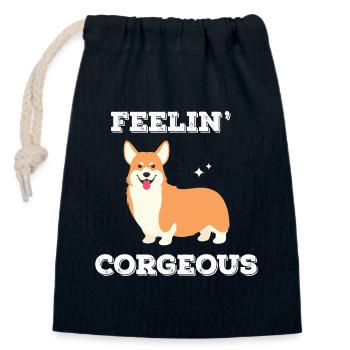 Corgeous Gefühl - Corgies - Verschließbarer Geschenkbeutel aus Baumwolle (14x20cm) - Navy - Vorne