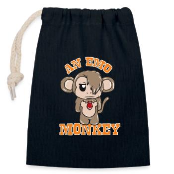 Affe Emo - Verschließbarer Geschenkbeutel aus Baumwolle (14x20cm) - Navy - Vorne