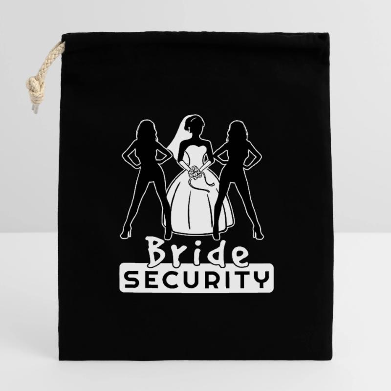 Bride Security Team Partnerlook Bachelor Fun Sac cadeau en coton avec cordon (14 x 20 cm)