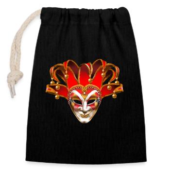 masque de Venise - Sac cadeau en coton avec cordon (14 x 20 cm) - noir - Devant