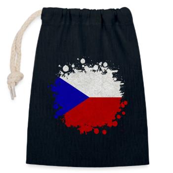 Tschechien Klecks / Geschenk Prag Flagge - Verschließbarer Geschenkbeutel aus Baumwolle (14x20cm) - Navy - Vorne