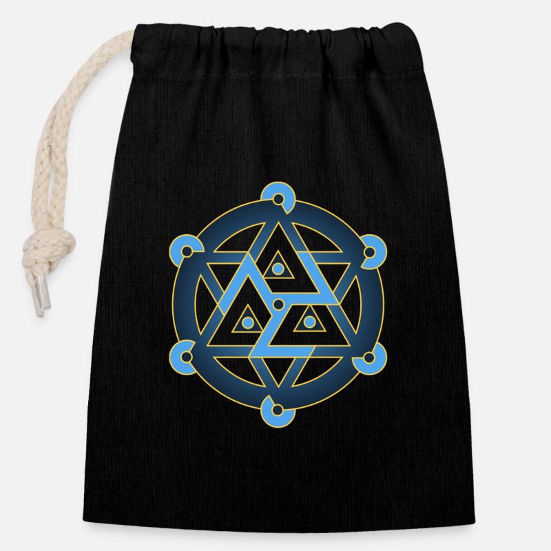 Antahkarana inside Merkabah, Sacred Geometry - Closable cotton gift bag (14x20cm) - black