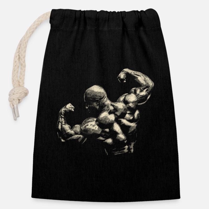 Bodybuilding - Closable cotton gift bag (14x20cm) - black