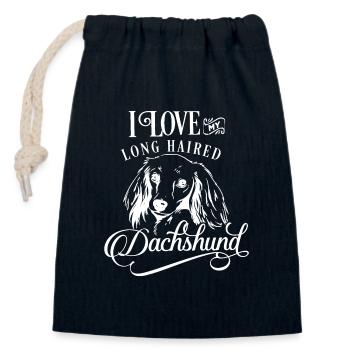 Dackel Dachshund Teckel Hund Dog Haustier Geschenk - Verschließbarer Geschenkbeutel aus Baumwolle (14x20cm) - Navy - Vorne