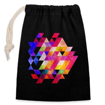 Geometric Pattern (triangles) 02 - Closable cotton gift bag (14x20cm) - black - Front