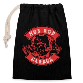Hot Rod Garage V8 - Sac cadeau en coton avec cordon (14 x 20 cm) - noir - Devant