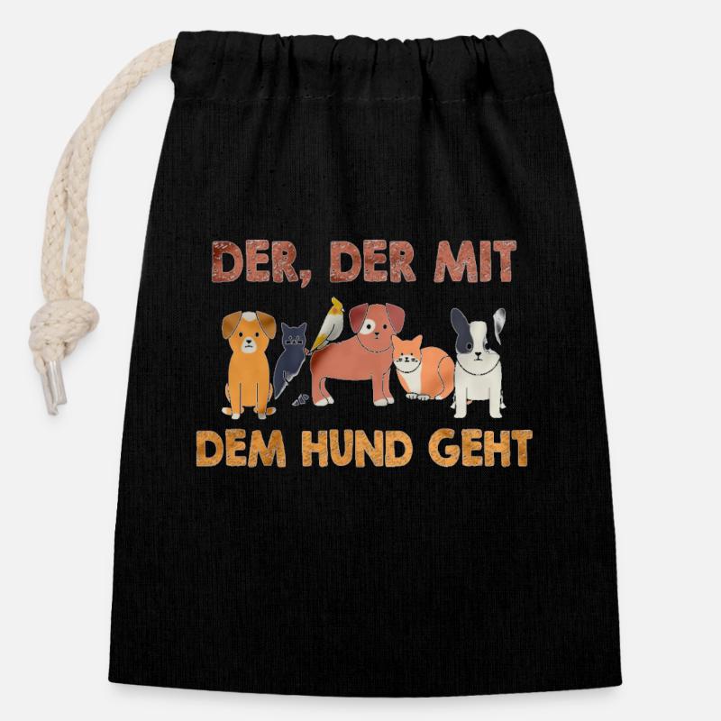 du bist der, der mit dem Hund geht - Verschließbarer Geschenkbeutel aus Baumwolle (14x20cm) - Schwarz