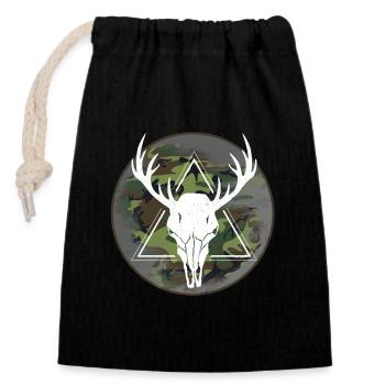Chasseurs chasse - Sac cadeau en coton avec cordon (14 x 20 cm) - noir - Devant