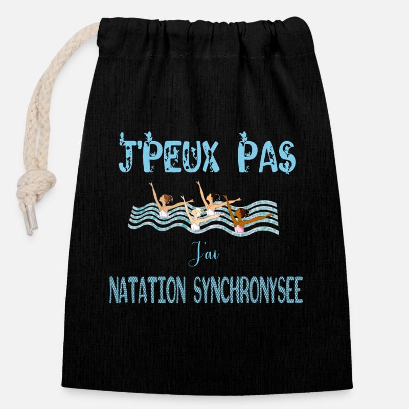 j'peux pas j'ai natation synchronisee - Sac cadeau en coton avec cordon (14 x 20 cm) - noir
