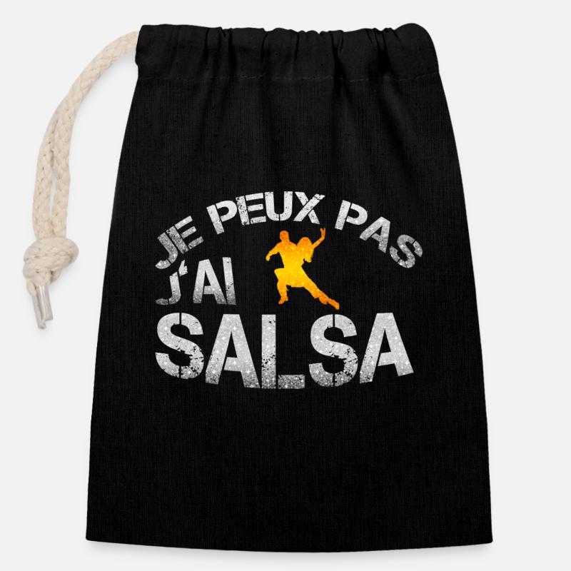 Salsa - Sac cadeau en coton avec cordon (14 x 20 cm) - noir