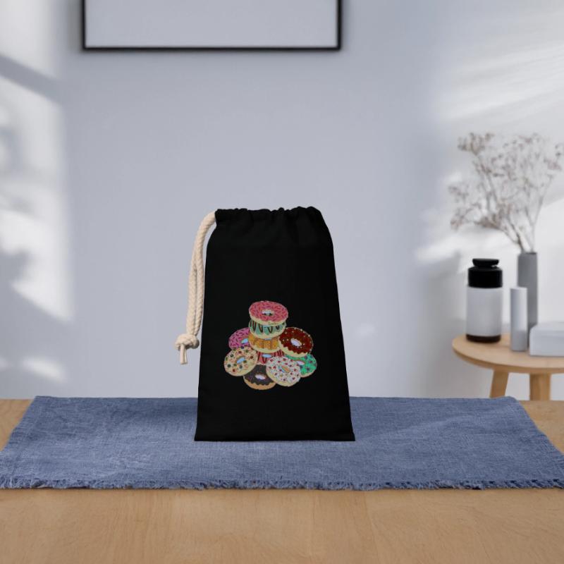 Pyramide der Regenbogen-Donuts Verschließbarer Geschenkbeutel aus Baumwolle (14x20cm)