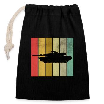 tank - Closable cotton gift bag (14x20cm) - black - Front