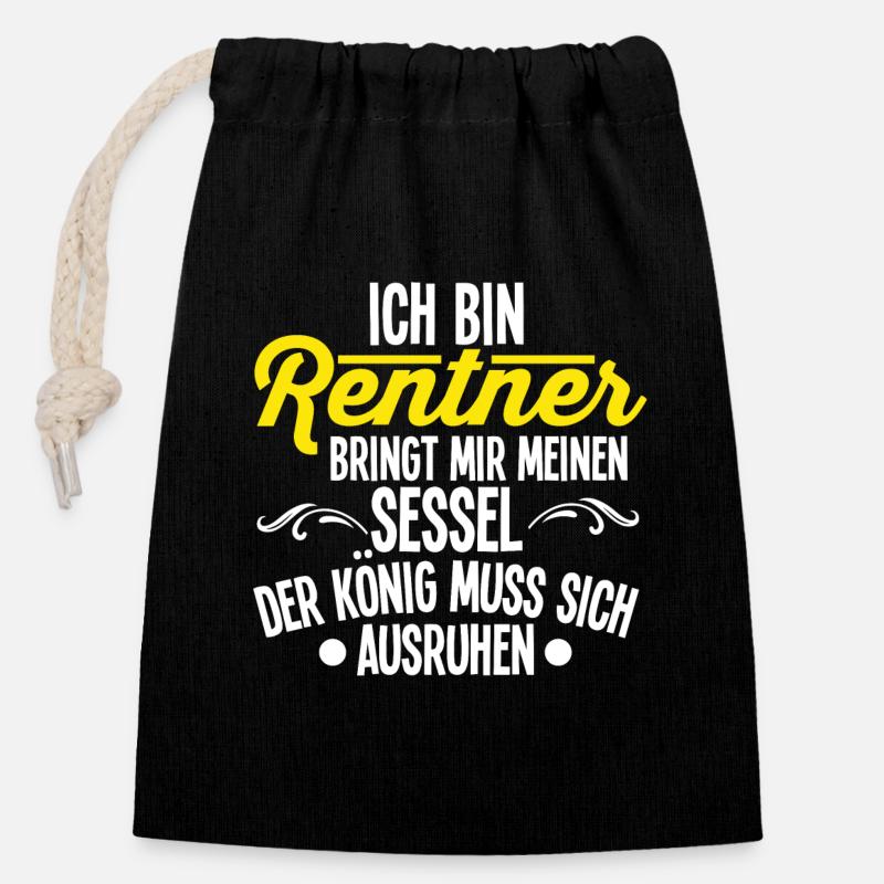 Rentner - Verschließbarer Geschenkbeutel aus Baumwolle (14x20cm) - Schwarz
