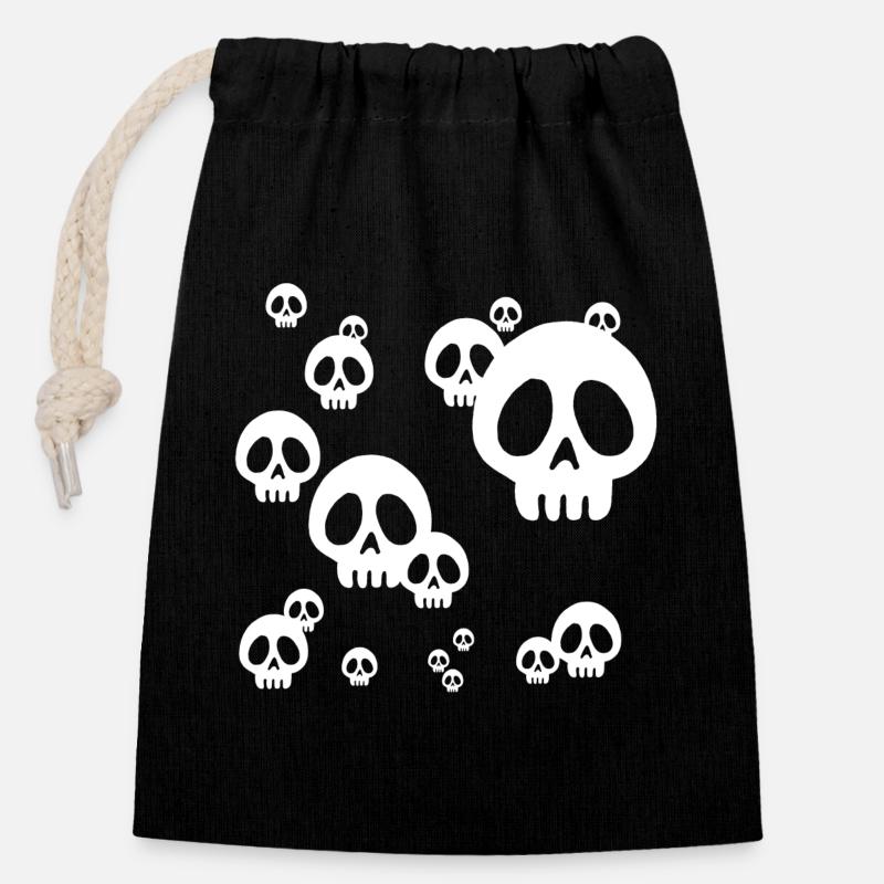 Tête de mort manga invasion (blanc) - Sac cadeau en coton avec cordon (14 x 20 cm) - noir