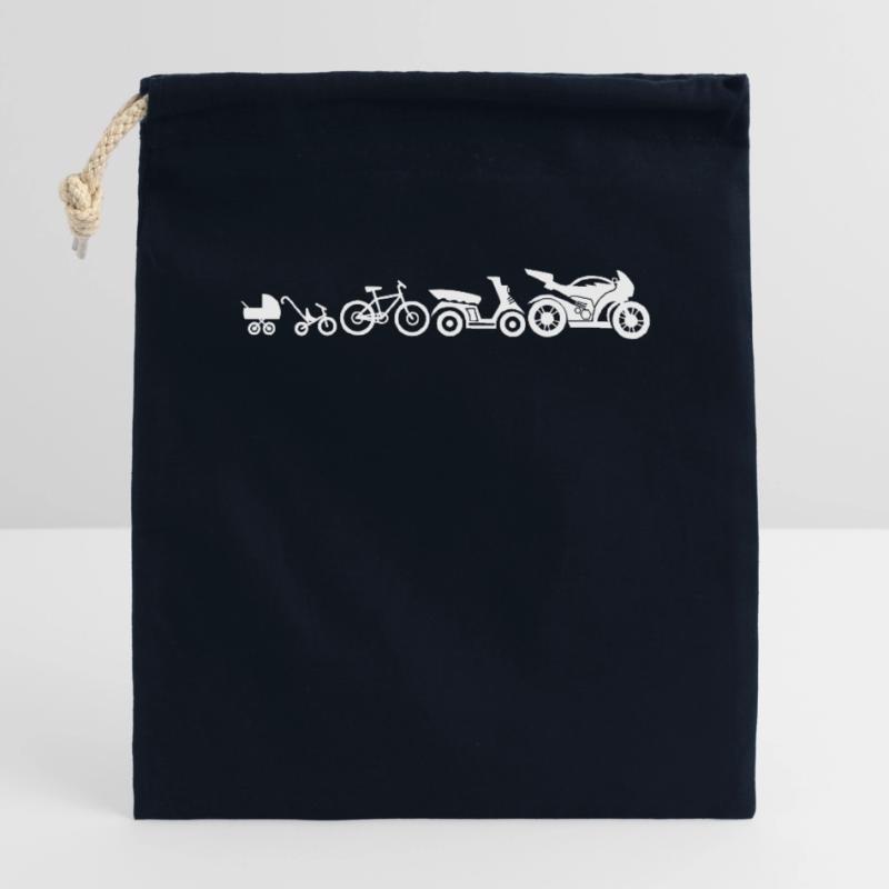 Motorcycle Evolution Motorcycles Development Funny Closable cotton gift bag (14x20cm)