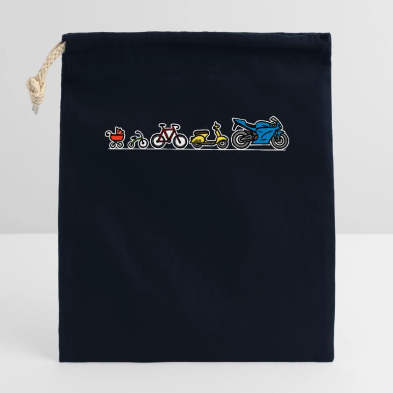 Biker evolution motorcycle development progress Closable cotton gift bag (14x20cm)