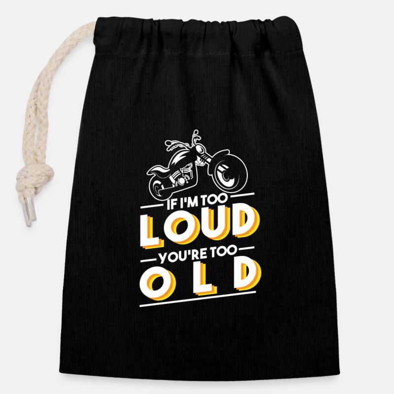 Funny sayings motorcycle motorbikes biker funny - Closable cotton gift bag (14x20cm) - black